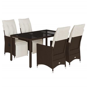 vidaXL 5d&iacute;ln&yacute; zahradn&iacute; bistro set s podu&scaron;kami hněd&yacute; polyratan