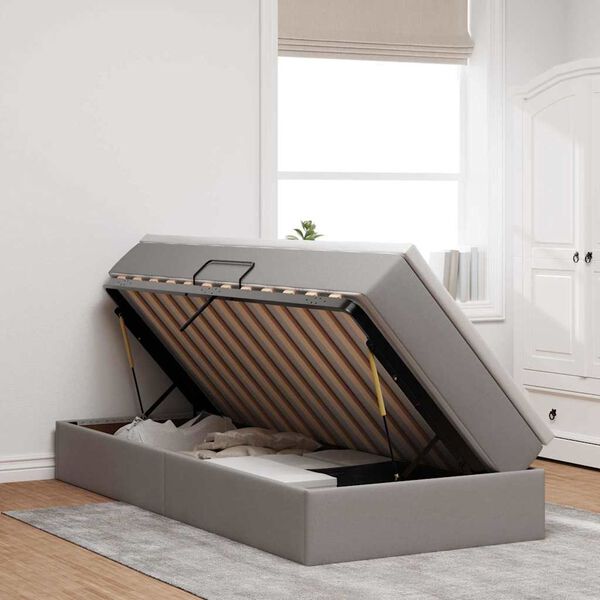 vidaXL Postel s &uacute;ložn&yacute;m prostorem a matrac&iacute; Taupe 100 x 200 cm