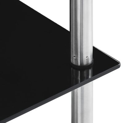 vidaXL 5patrová police černá 40 × 40 × 130 cm tvrzené sklo