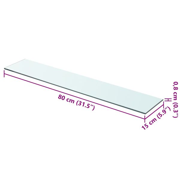 vidaXL Policov&eacute; desky 2 ks sklo čir&eacute; 80 x 15 cm