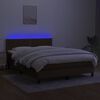 vidaXL Box spring postel s matrac&iacute; a LED tmavě hněd&aacute; 140x200 cm textil