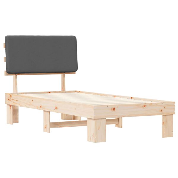 vidaXL R&aacute;m postele s čalouněn&yacute;m čelem s čelo Tmavě &scaron;ed&aacute; 80 x 200 cm