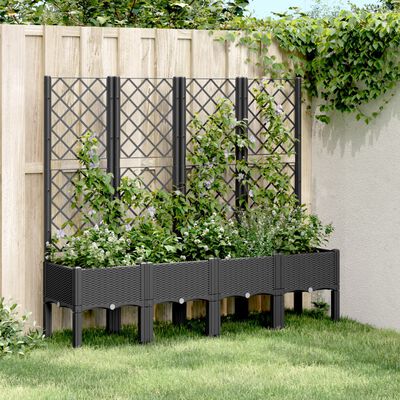 vidaXL Zahradní truhlík s treláží černý 160 x 40 x 142 cm PP