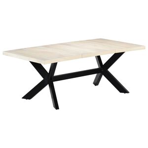 vidaXL J&iacute;deln&iacute; stůl b&iacute;l&yacute; 200 x 100 x 75 cm masivn&iacute; mangovn&iacute;kov&eacute; dřevo