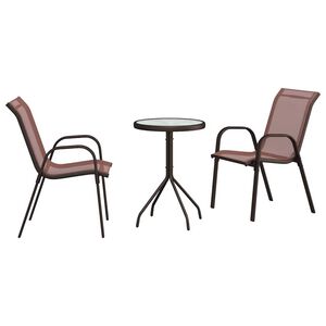 vidaXL Zahradní bistro set 3 pcs Hnědá Ocel