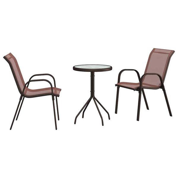 vidaXL Zahradní bistro set 3 pcs Hnědá Ocel