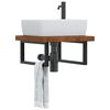 vidaXL Deska pod umyvadlo n&aacute;stěnn&aacute; ocel a masivn&iacute; dubov&eacute; dřevo