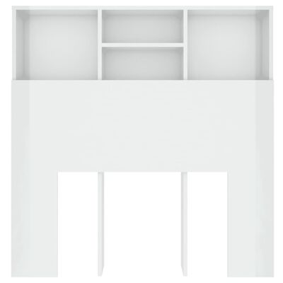 vidaXL Čelo postele s úložným prostorem lesklé bílé 100x19x103,5 cm