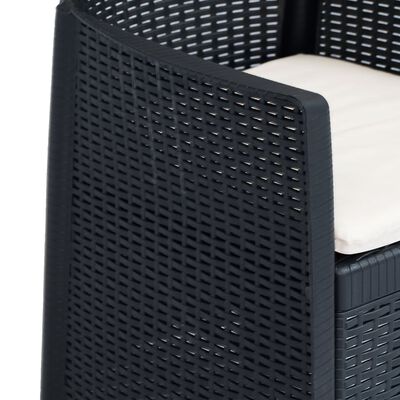 vidaXL Zahradní židle 2 ks + podušky antracitové plast ratanový vzhled