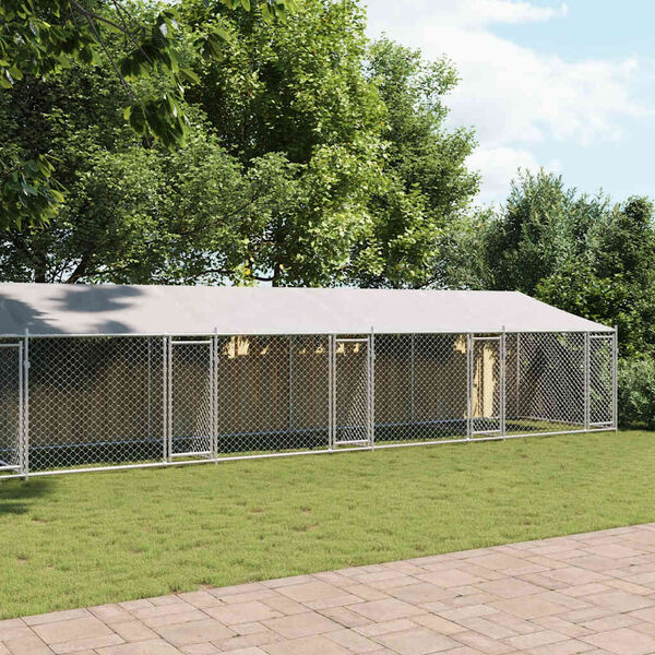 vidaXL Klec pro psy se střechou a dv&iacute;řky &scaron;ed&aacute; 10x2x2m pozinkovan&aacute; ocel