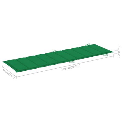 vidaXL Poduška na zahradní lehátko zelená 186 x 58 x 4 cm