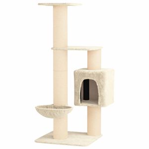 vidaXL Kočič&iacute; strom se &scaron;krabac&iacute;mi sloupky sisal Kr&eacute;mov&aacute; 137 cm