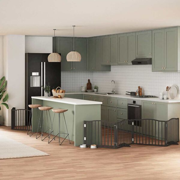 vidaXL Z&aacute;brana pro psy s dv&iacute;řky skl&aacute;dac&iacute; 8 panelů čern&aacute; 640 cm topol