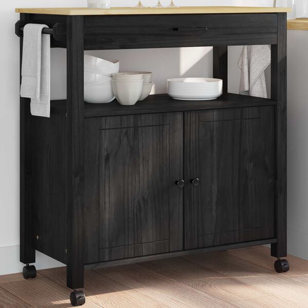 vidaXL Kuchyňský vozík Jednobarevný Černá 88,5 x 40 x 48 cm