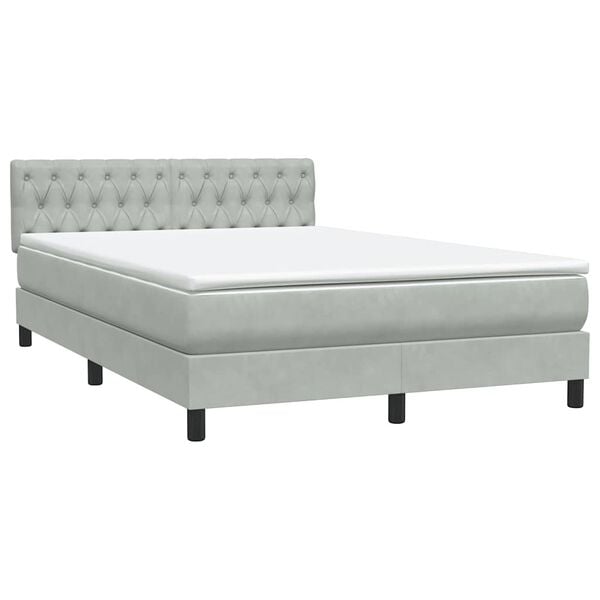 vidaXL Box spring postel s matrac&iacute; světle &scaron;ed&aacute; 160x220 cm samet