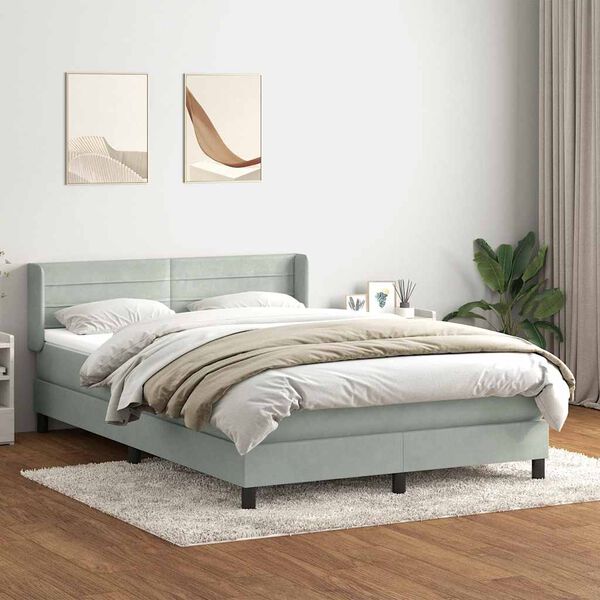 vidaXL Box spring postel s matrací světle šedá 160x210 cm samet
