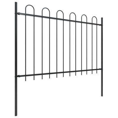 vidaXL Zahradní plot s obloučky ocelový 5,1 x 1,2 m černý
