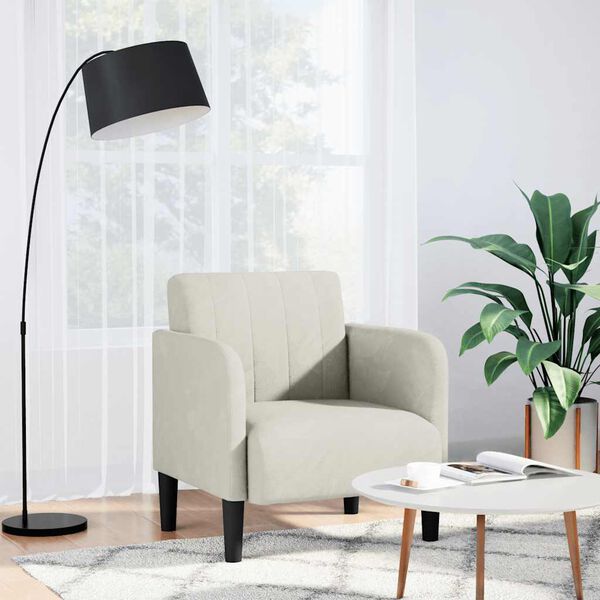 vidaXL Rozkl&aacute;dac&iacute; křeslo s područkami kr&eacute;mov&aacute; 54 cm samet