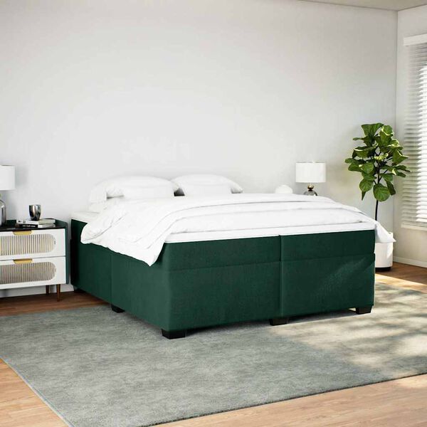 vidaXL Box spring postel s matrac&iacute; tmavě zelen&aacute; 200x200 cm samet
