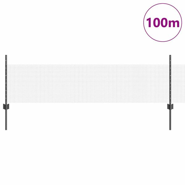 vidaXL Plot s sloupkem Šedá 0,5 x 100 m Ocel a PVC