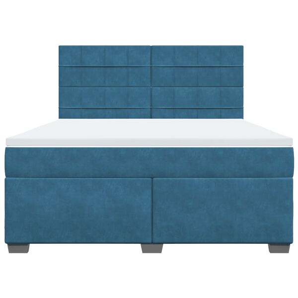 vidaXL Box spring postel s matrac&iacute; modr&aacute; 180 x 200 cm samet