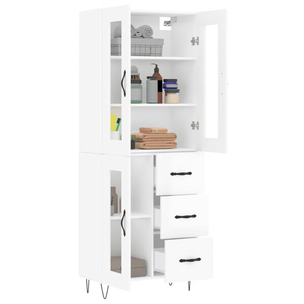 vidaXL Skř&iacute;ň highboard leskl&aacute; b&iacute;l&aacute; 69,5 x 34 x 180 cm kompozitn&iacute; dřevo