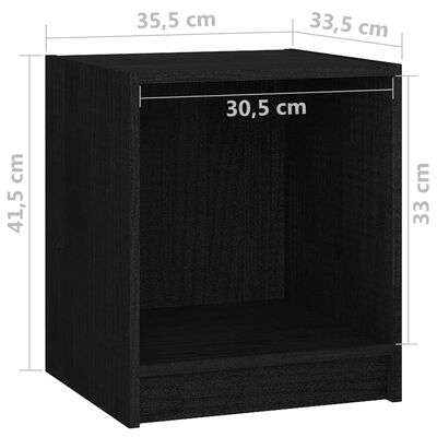 vidaXL Noční stolek černý 35,5 x 33,5 x 41,5 cm masivní borové dřevo