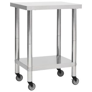 vidaXL Kuchyňsk&yacute; pracovn&iacute; stůl s kolečky 60 x 30 x 85 cm nerezov&aacute; ocel