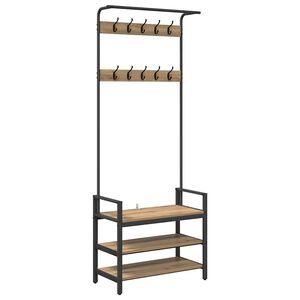 vidaXL Vě&scaron;&aacute;k na kab&aacute;ty s polic&iacute; Artisanov&yacute; dub 75 x 34 x 184 cm