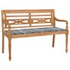 vidaXL Lavice Batavia s &scaron;edou k&aacute;rovanou podu&scaron;kou 120 cm masivn&iacute; teak