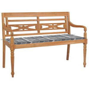 vidaXL Lavice Batavia s &scaron;edou k&aacute;rovanou podu&scaron;kou 120 cm masivn&iacute; teak