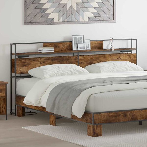 vidaXL &Uacute;ložn&eacute; čelo postele s čelo Kouřov&yacute; dub 200 cm Kompozitn&iacute; dřevo