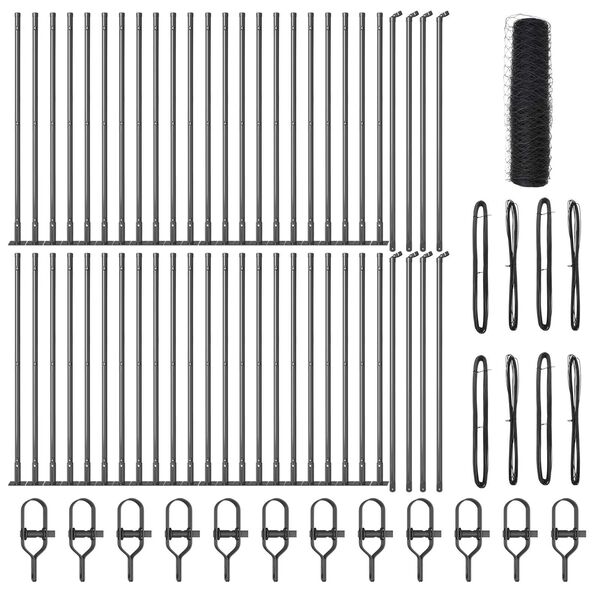 vidaXL Plotov&yacute; sloupek. &Scaron;ed&aacute; 100 x 0,5 m (50 mm s&iacute;ťovina) Ocel a PVC