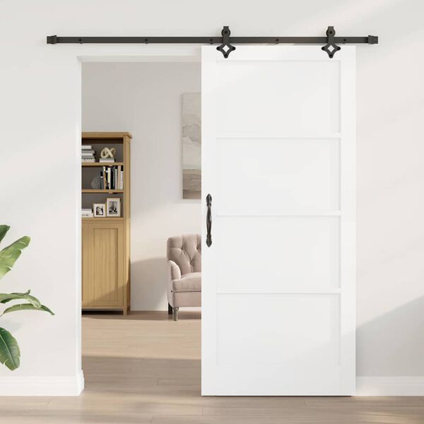 vidaXL Posuvn&eacute; dveře B&iacute;l&aacute; a čern&aacute; 93 x 211 cm Masivn&iacute; borov&eacute; dřevo