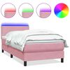 vidaXL Box spring postel s matrac&iacute; a LED růžov&aacute; 120x220 cm samet