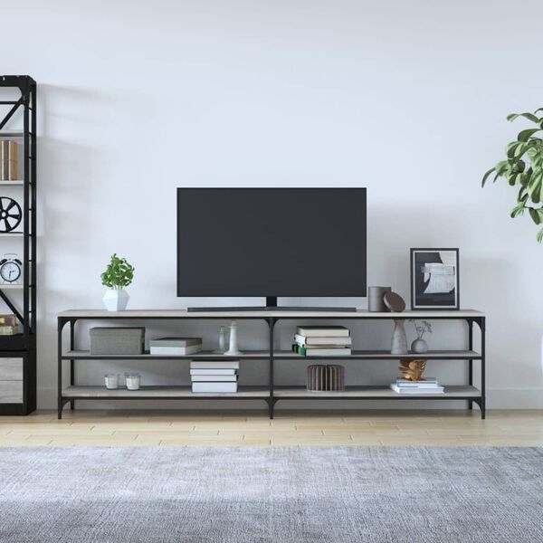 vidaXL TV skř&iacute;ňka &scaron;ed&aacute; sonoma 200 x 30 x 50 cm kompozitn&iacute; dřevo a kov