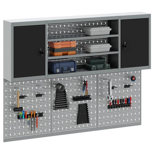 vidaXL Sada pracovn&iacute;ch skř&iacute;n&iacute; 4 pcs Čern&aacute; Pr&aacute;&scaron;kově lakovan&aacute; ocel