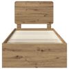 vidaXL R&aacute;m postele Uměleck&yacute; dub 90 x 190 cm Masivn&iacute; borov&eacute; dřevo