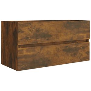 vidaXL Umyvadlov&aacute; skř&iacute;ňka kouřov&yacute; dub 90x38,5x45 cm kompozitn&iacute; dřevo
