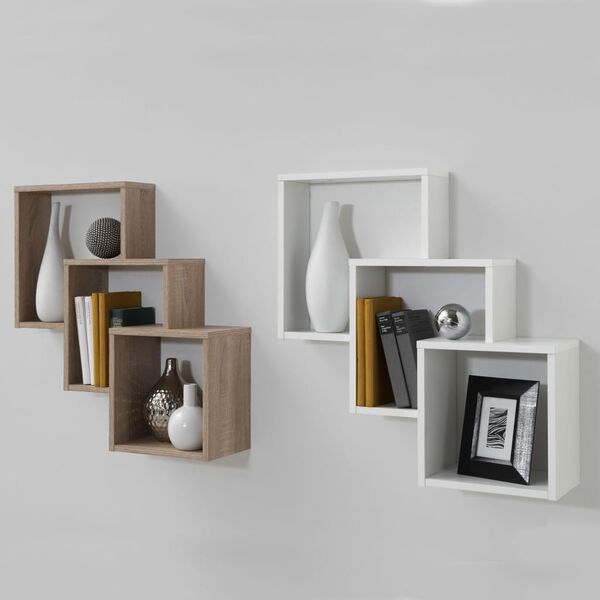 FMD Nástěnná police se 3 přihrádkami odstín dub