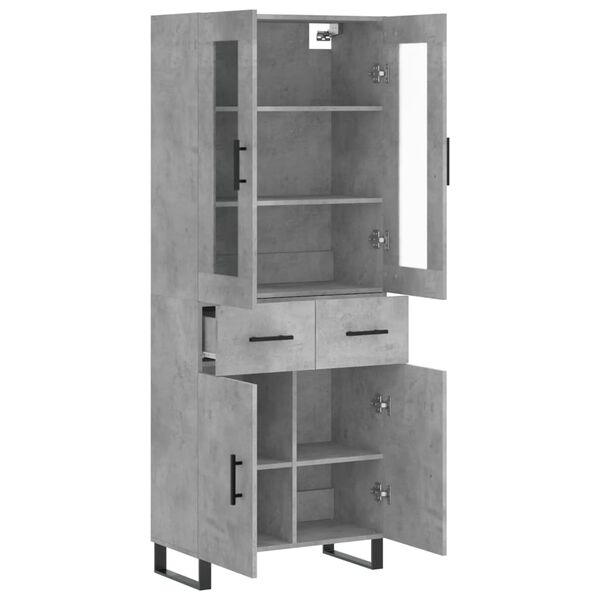 vidaXL Skř&iacute;ň highboard betonově &scaron;ed&aacute; 69,5x34x180 cm kompozitn&iacute; dřevo