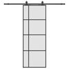 vidaXL Posuvn&eacute; dveře se sadou kov&aacute;n&iacute; čern&eacute; 76x205 cm ESG Glass