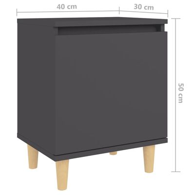 vidaXL Noční stolek s masivními dřevěnými nohami šedý 40 x 30 x 50 cm