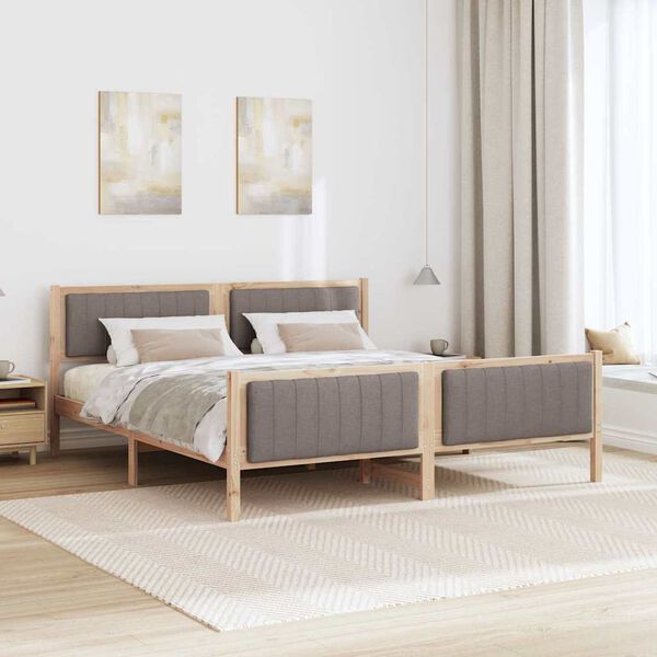 vidaXL R&aacute;m postele Hněd&aacute; a taupe 180 x 200 cm Masivn&iacute; borovicov&eacute; dřevo