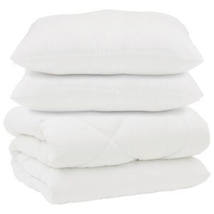 vidaXL Duvet s polštáři s polštářem 3 pcs Bílá Mikrovlákno a peří