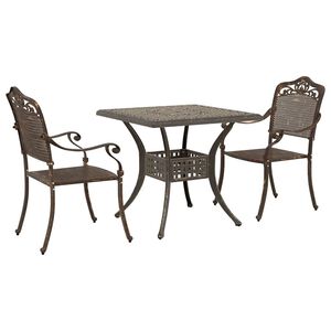 vidaXL Sada zahradn&iacute;ho stolu 3 pcs Bronzov&aacute; Odl&eacute;van&yacute; hlin&iacute;k