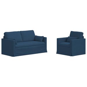 vidaXL Set pohovek 2 ks Modr&aacute; textil