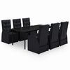 vidaXL 7dílný zahradní jídelní set s poduškami černý