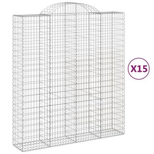 vidaXL Klenut&eacute; gabionov&eacute; ko&scaron;e 15ks 200x50x220/240cm pozinkovan&eacute; železo