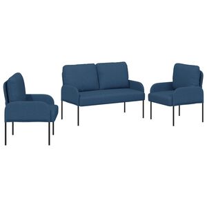 vidaXL Sedac&iacute; soupravy 3 pcs Modr&aacute; 115 x 56 x 80 cm Překližka